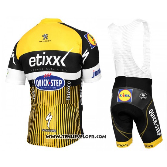 2016 Maillot Ciclismo Etixx Quick Step Jaune et Noir Manches Courtes et Cuissard